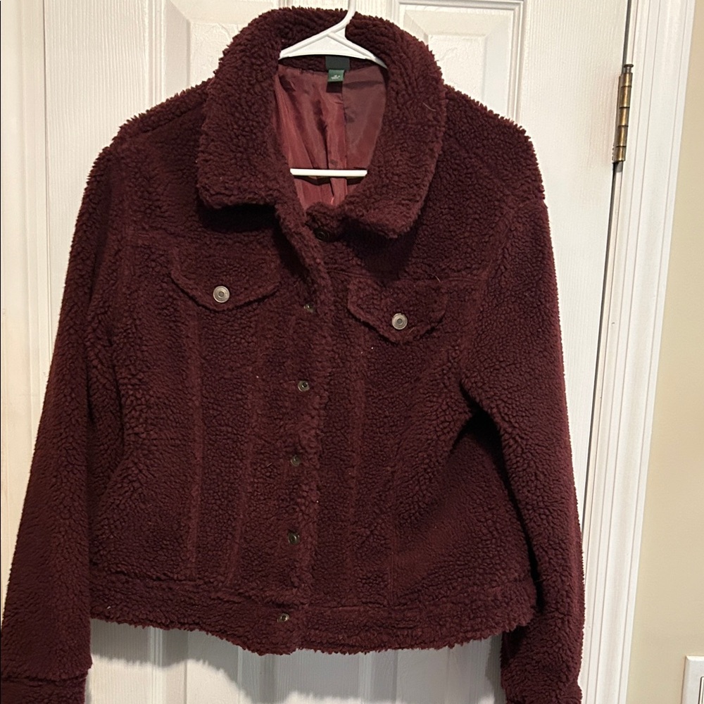 Wild Fable Maroon Teddy Jacket